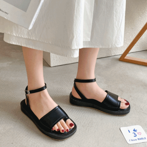 데일리 발등커버 발가락 쪼리 키높이 샌들 5cm (2color)